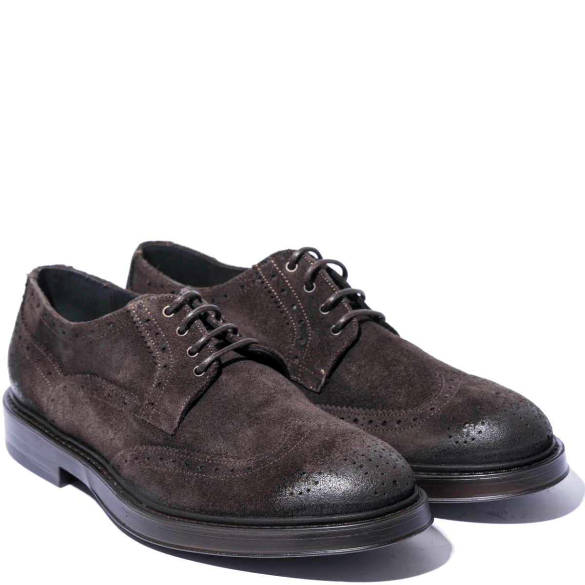 Allacciata Derby F.lli Rennella Camoscio Ingrassato Coda Di Rondine Marrone - F.lli Rennella - Calzature Savorè