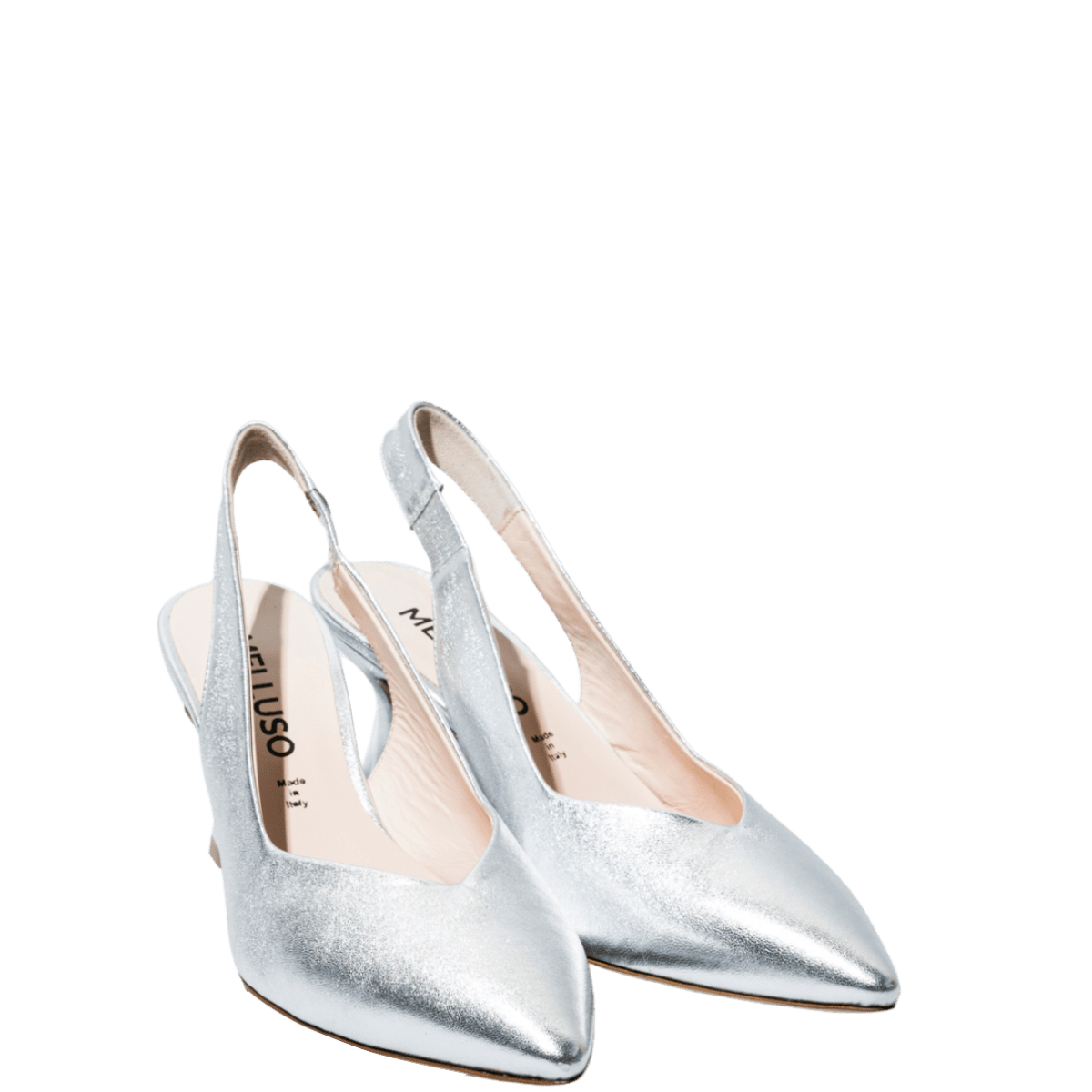 Slingback Melluso Cuore Pelle Laminato Argento
