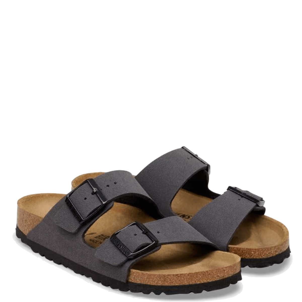 Ciabattina Birkenstock Arizona Birko-Flor Velvet Gray / Black Buckles - Birkenstock - Calzature Savorè