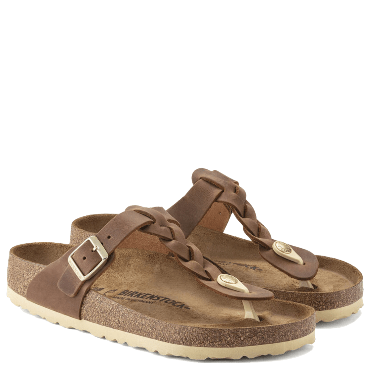 Ciabattina Infradito Birkenstock Gizeh Braided Pelle Cognac - Birkenstock - Calzature Savorè