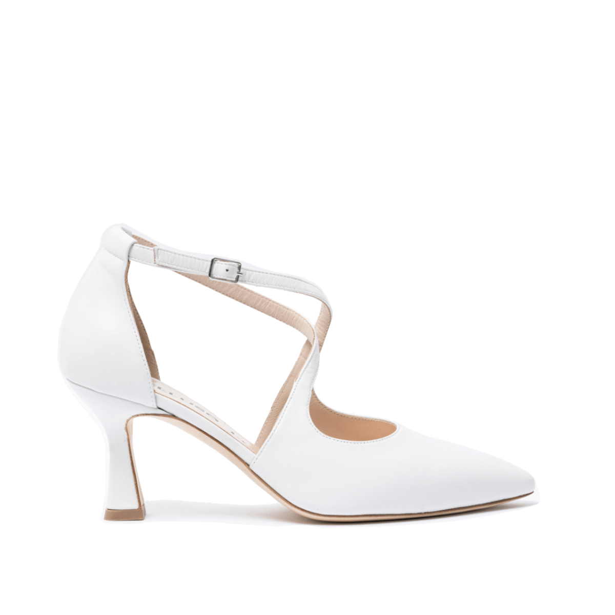 Décolleté Aperto Melluso Doppio Cinturino Pelle Bianco Sposa - Melluso - Calzature Savorè