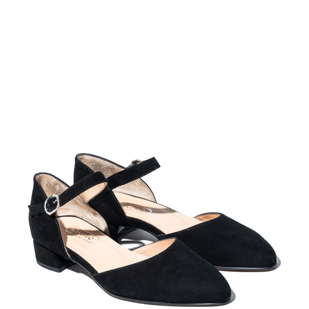 Décolleté Savorè Cinturino Gioiello Camoscio Nero - Savorè - Calzature Savorè