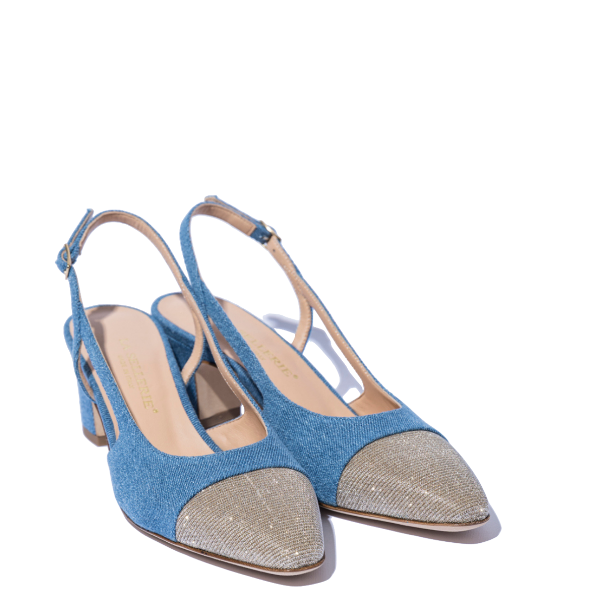 Slingback-La-Sellerie-Tessuto-Denim/Galassia-Champagne-1