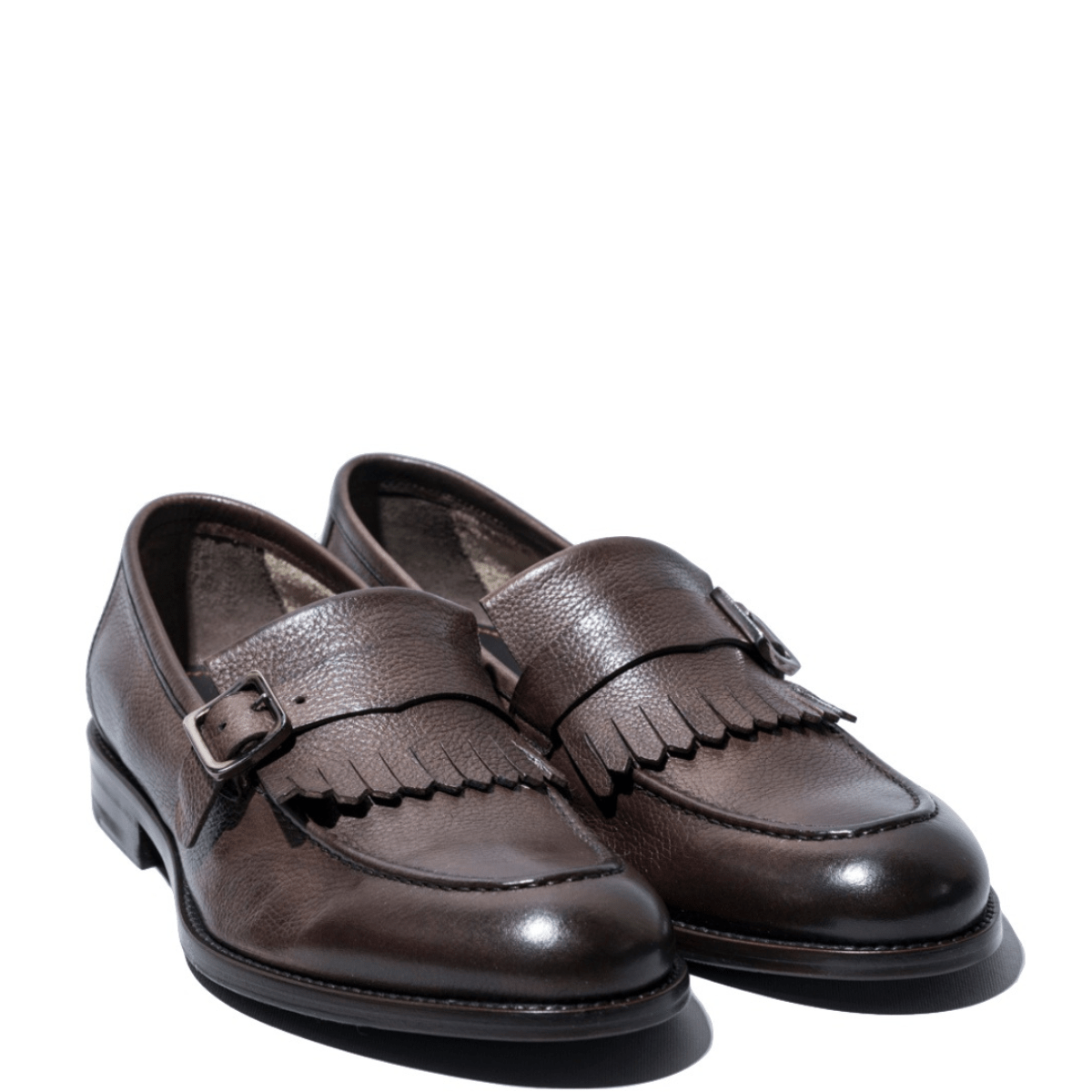 Mocassino Jerold Wilton Fibbia e Frangia Pelle Grained Cocco