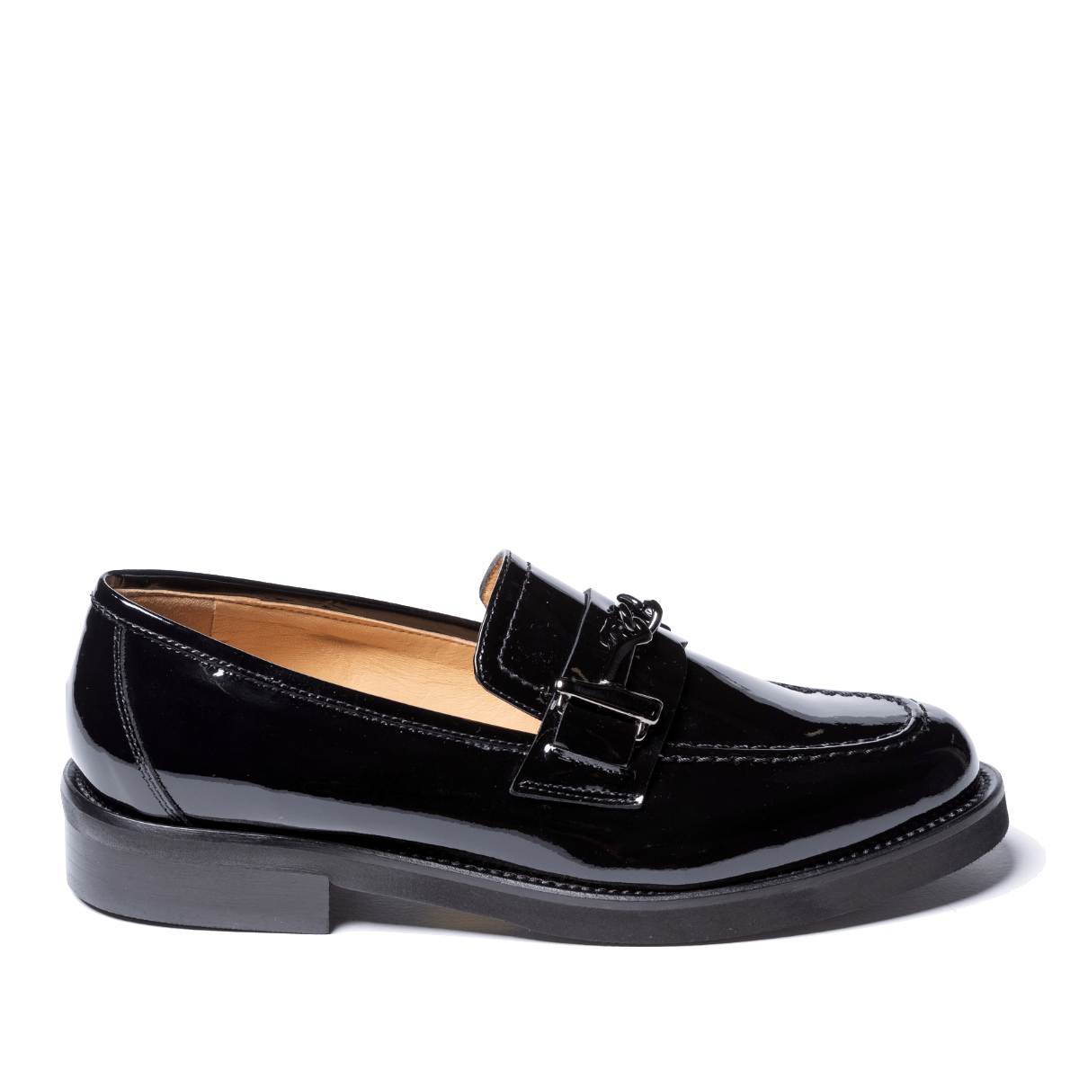 Mocassino Luca Grossi Fibbia Acciaio Vernice Nero - Luca Grossi - Calzature Savorè