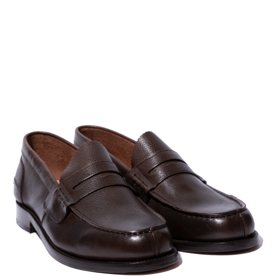 Mocassino Penny Loafer Saxone Vitello Martellato Dark Brown - Saxone - Calzature Savorè