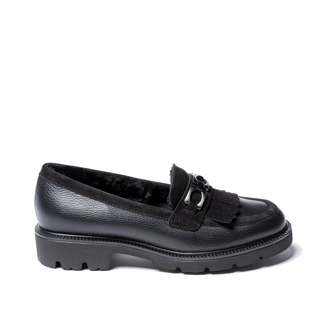 Mocassino Savorè Pelle Willer e Camoscio Bristol Nero Fodera Montone - Savorè - Calzature Savorè