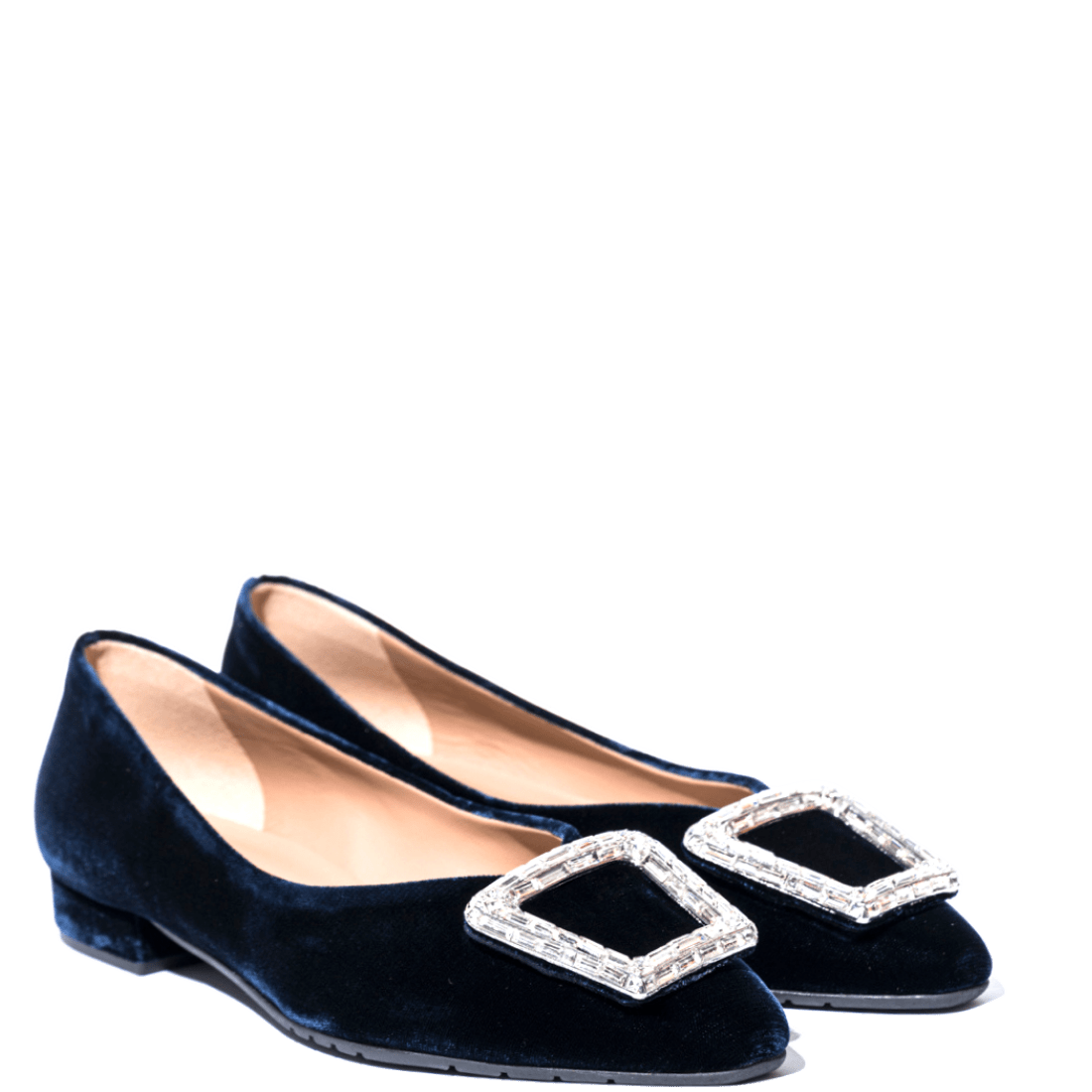 Pantofolina La Sellerie Fibbia Gioiello Velluto Blu Scuro - La Sellerie - Calzature Savorè