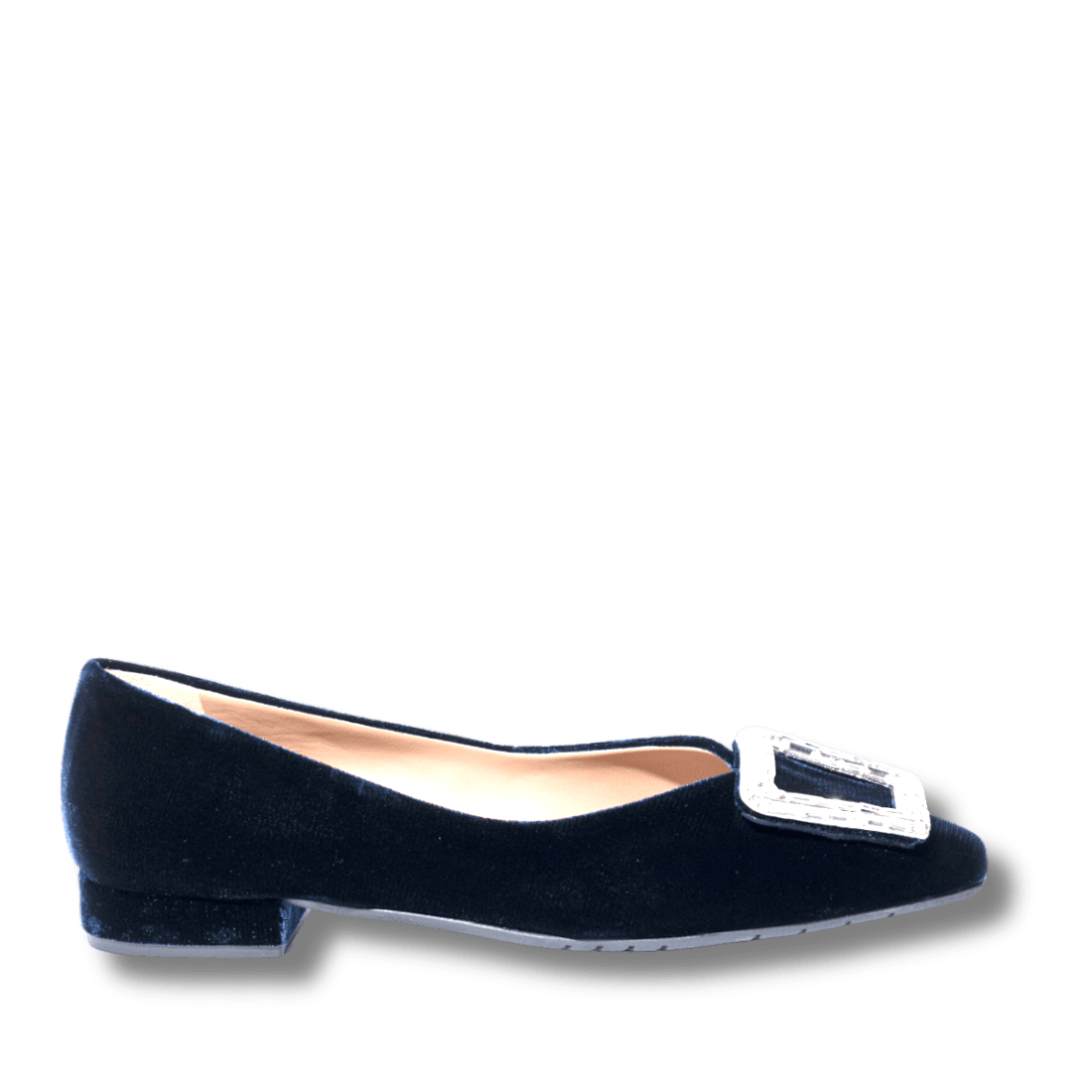 Pantofolina La Sellerie Fibbia Gioiello Velluto Blu Scuro - La Sellerie - Calzature Savorè