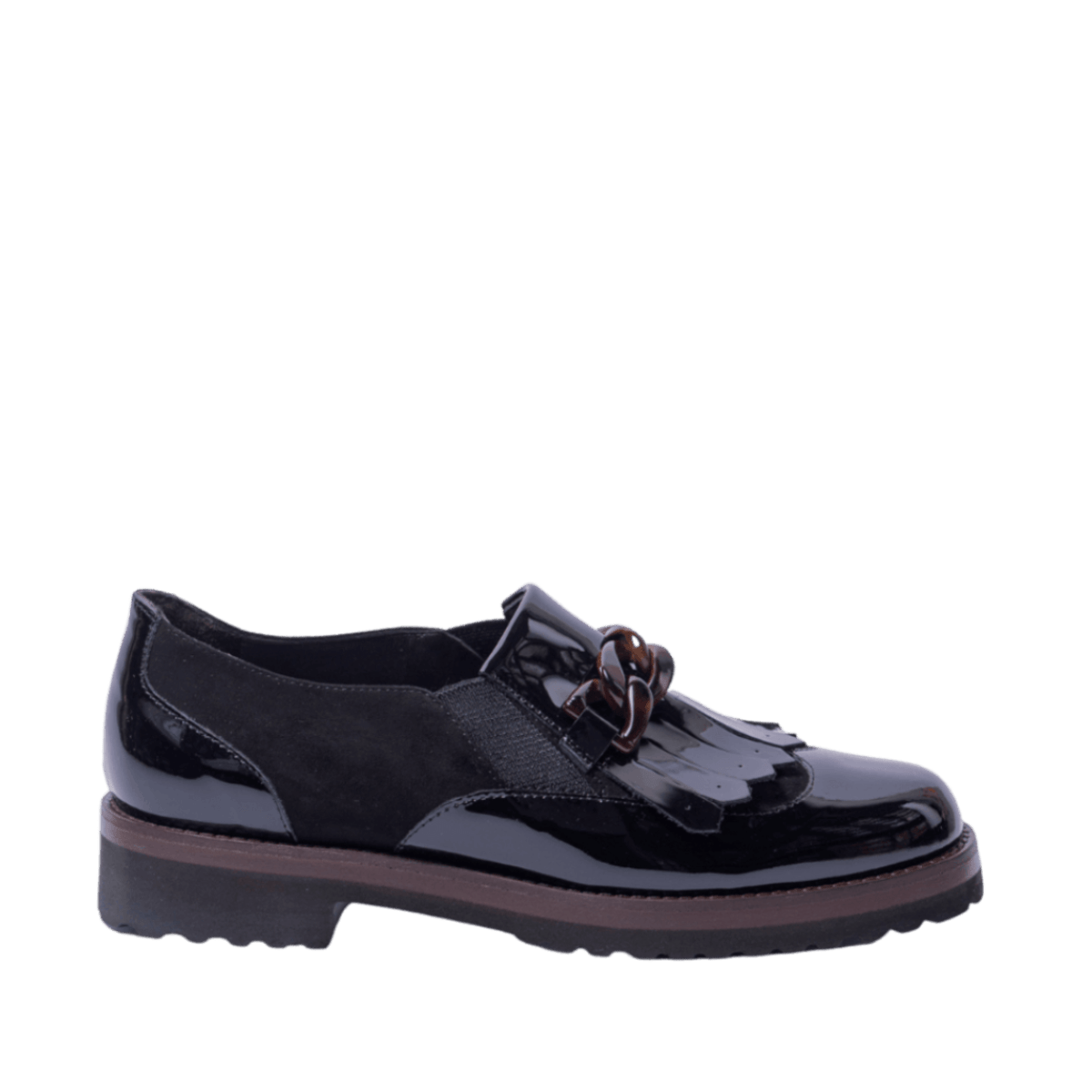 Pantofolina Luca Grossi Carrasco Vernice e Camoscio Nero Catena Tarta Moro - Luca Grossi - Calzature Savorè