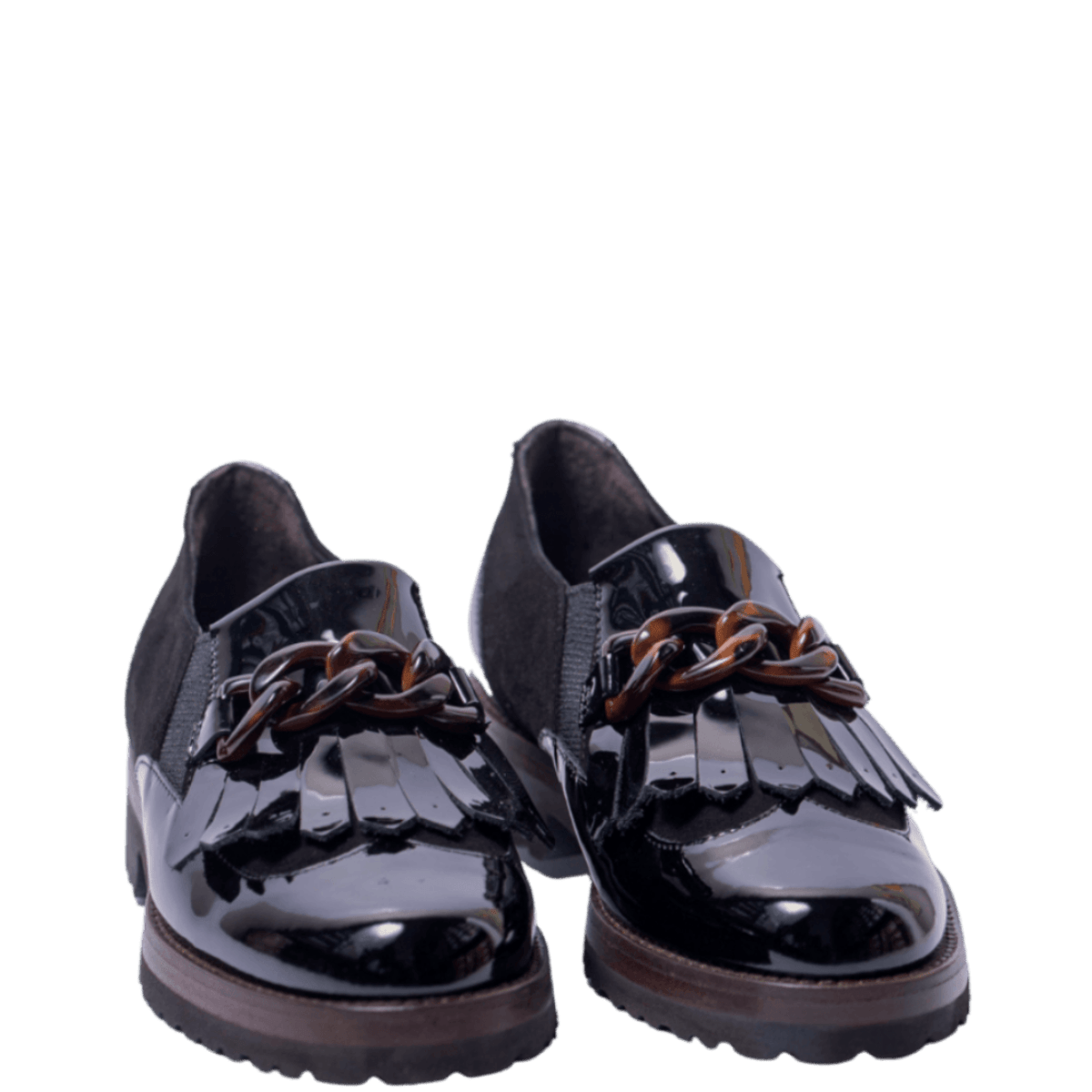 Pantofolina Luca Grossi Carrasco Vernice e Camoscio Nero Catena Tarta Moro - Luca Grossi - Calzature Savorè