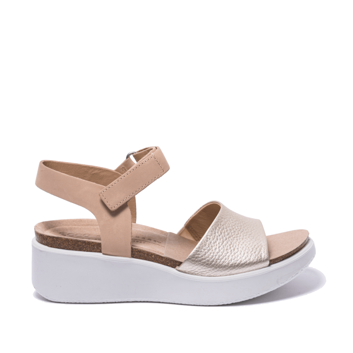 Sandalo Ecco Flowt Wedge Pelle Gold/Powder - Ecco - Calzature Savorè