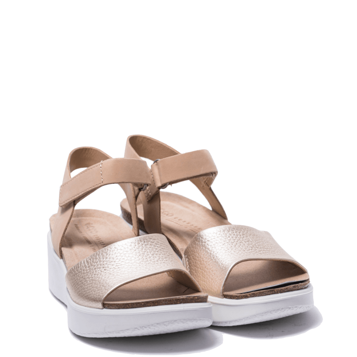 Sandalo Ecco Flowt Wedge Pelle Gold/Powder - Ecco - Calzature Savorè