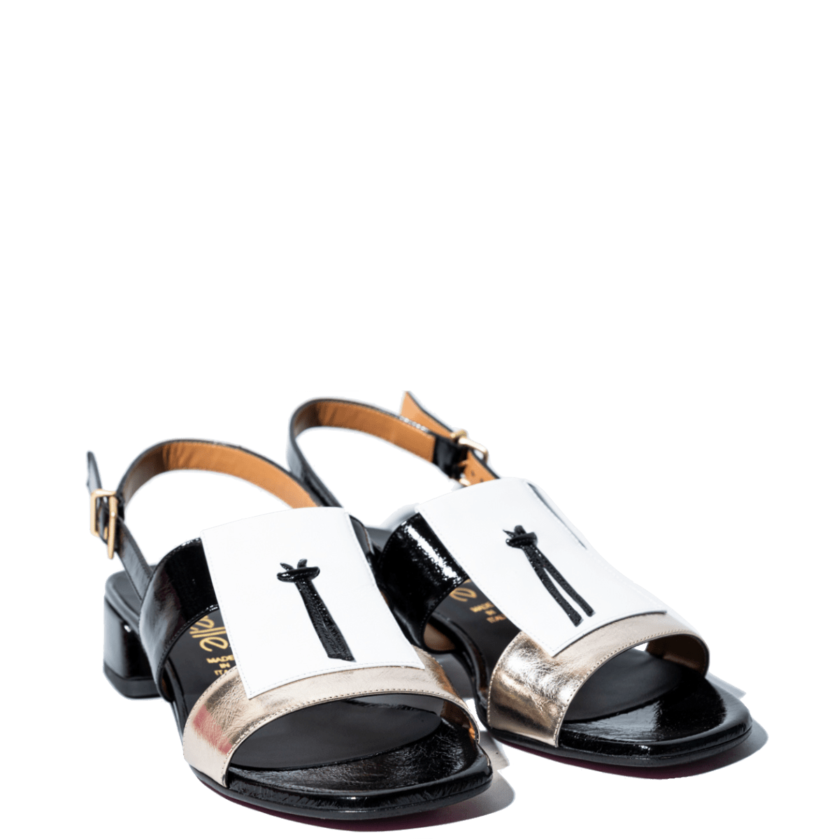 Sandalo Le Gazzelle Pelle Verniciata Nero / Bianco - Le Gazzelle - Calzature Savorè