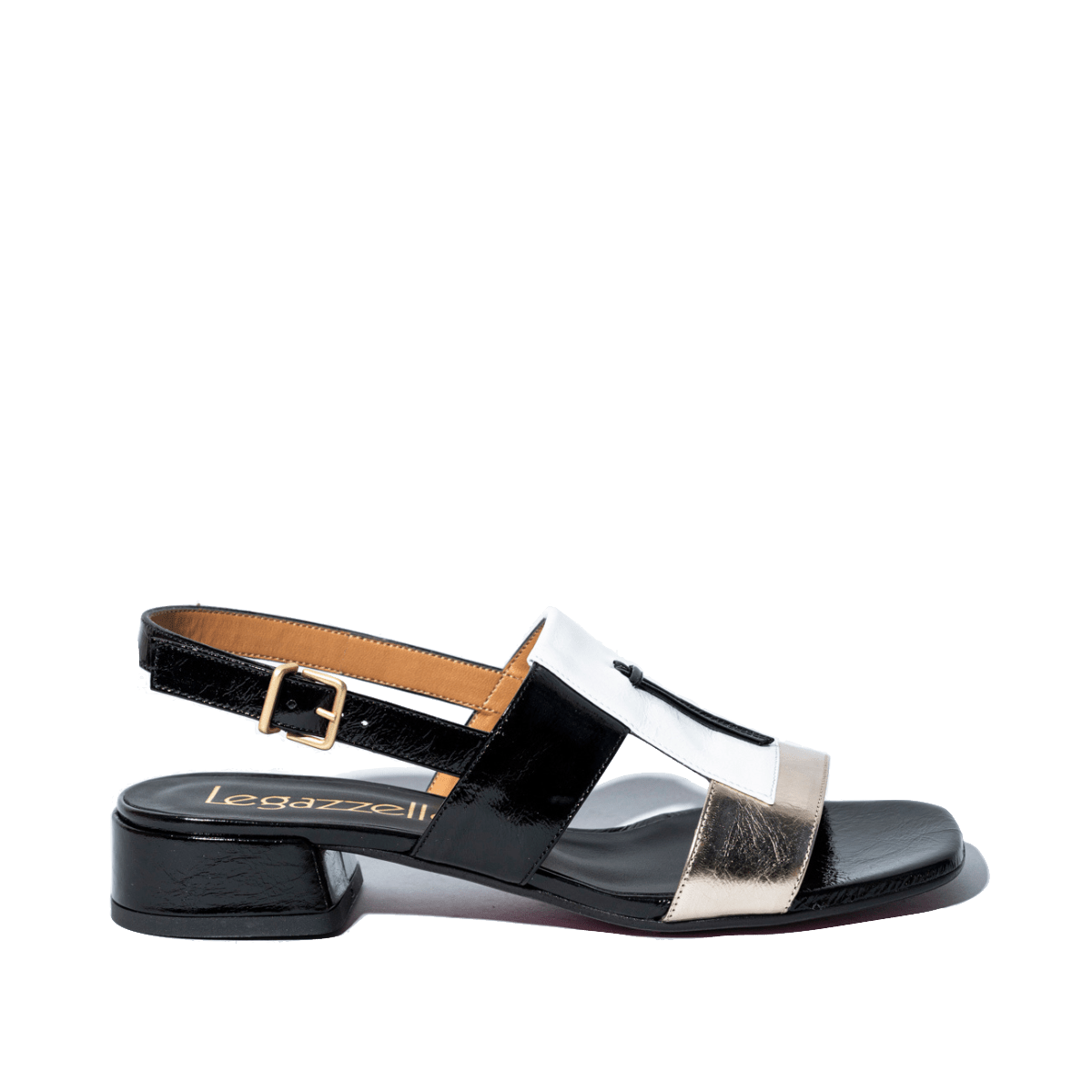 Sandalo Le Gazzelle Pelle Verniciata Nero / Bianco - Le Gazzelle - Calzature Savorè