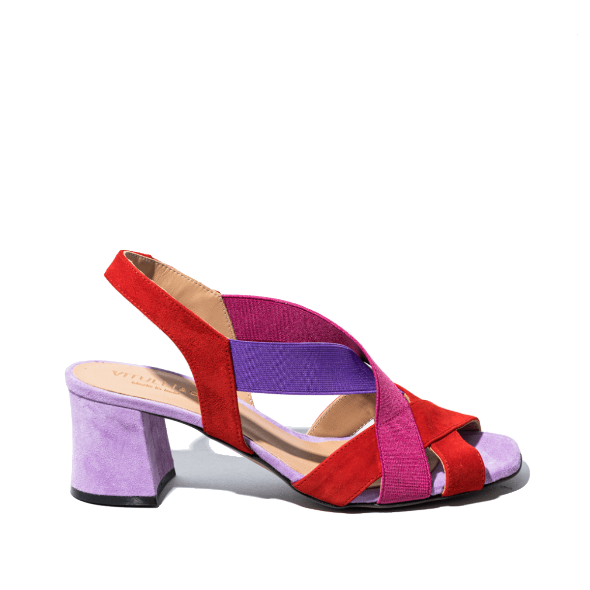 Sandalo Vitulli & Co. Camoscio Viola/Rosso - Vitulli & Co. - Calzature Savorè