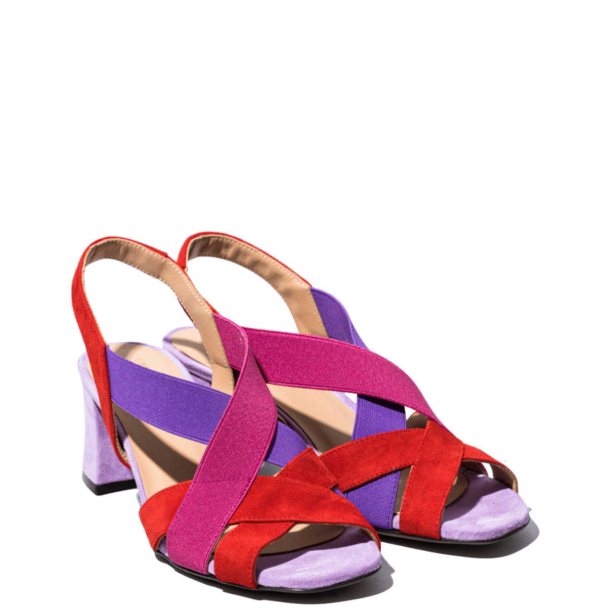 Sandalo Vitulli & Co. Camoscio Viola/Rosso - Vitulli & Co. - Calzature Savorè