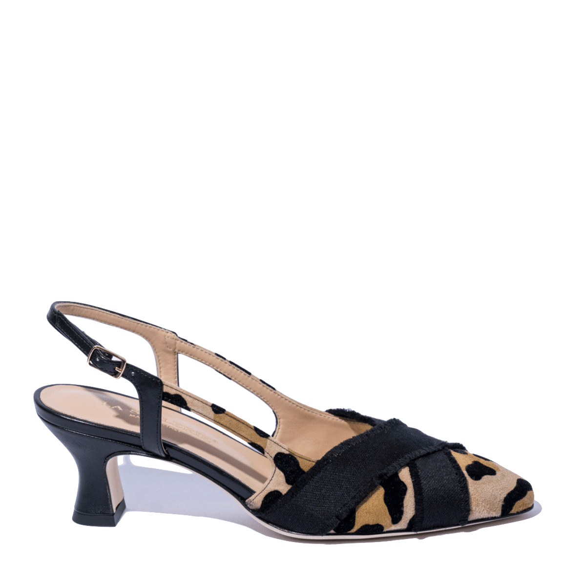 Slingback La Sellerie Camoscio Leopardo Nastro Gros Grain - La Sellerie - Calzature Savorè