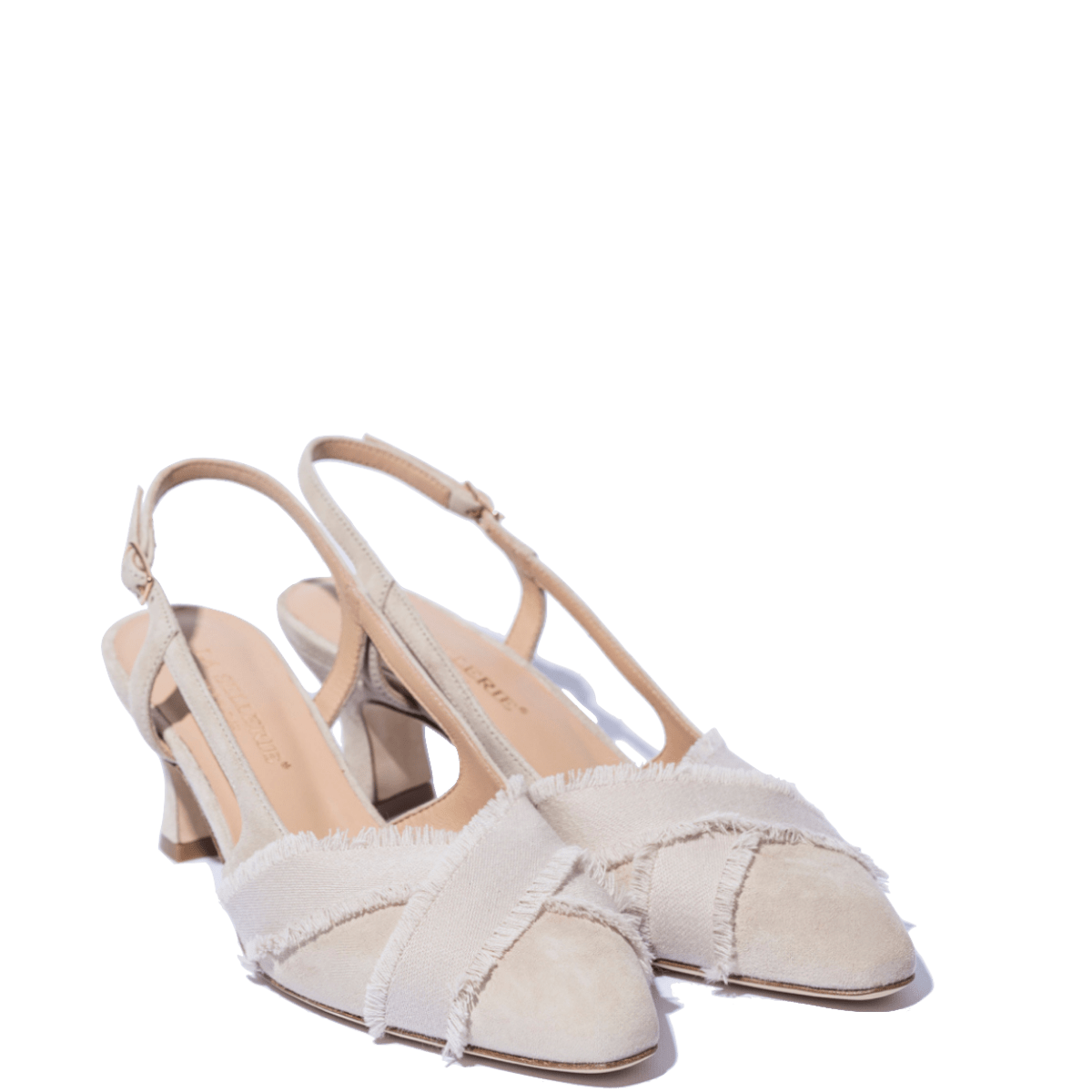 Slingback La Sellerie Camoscio Sabbia Nastro Gros Grain - La Sellerie - Calzature Savorè