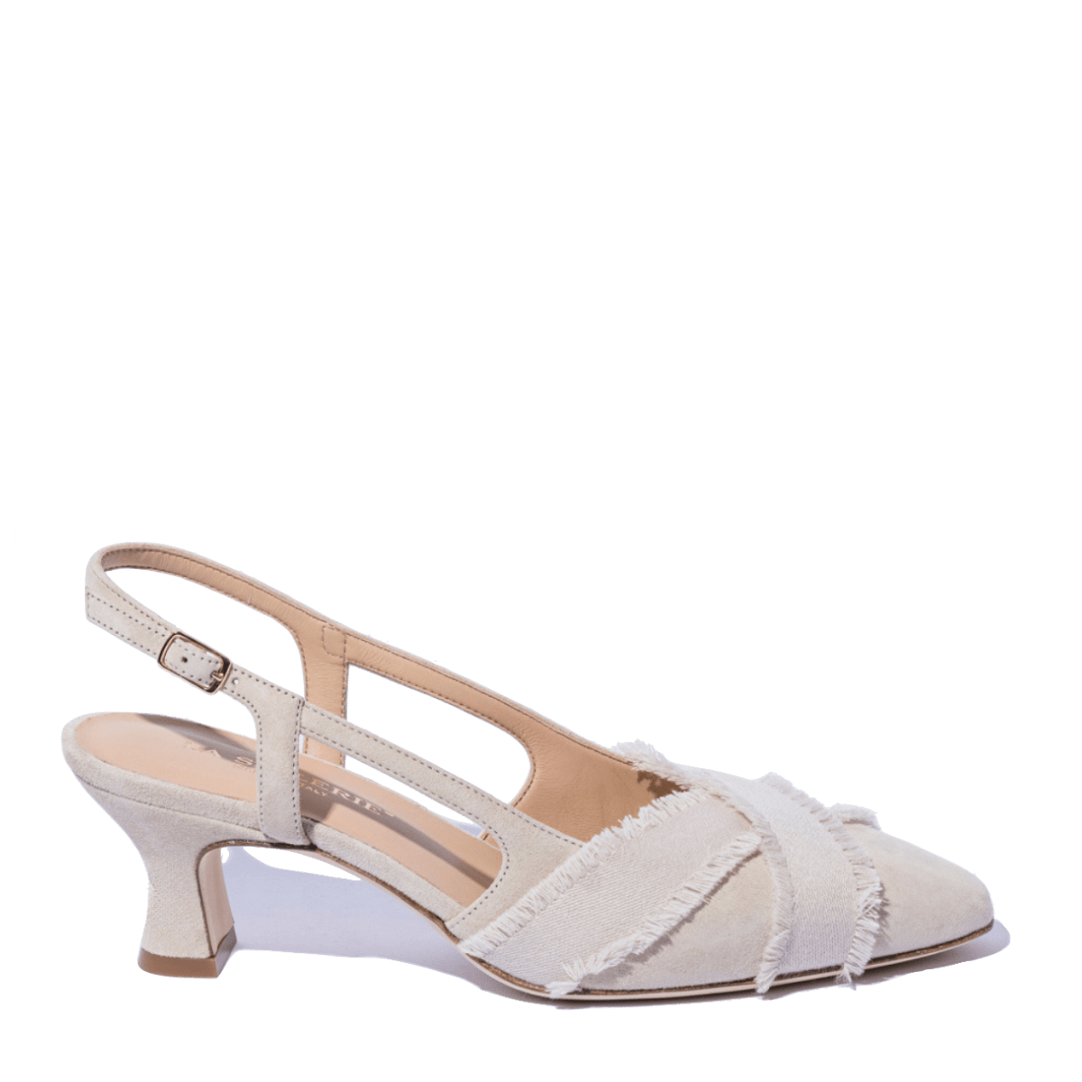 Slingback La Sellerie Camoscio Sabbia Nastro Gros Grain - La Sellerie - Calzature Savorè