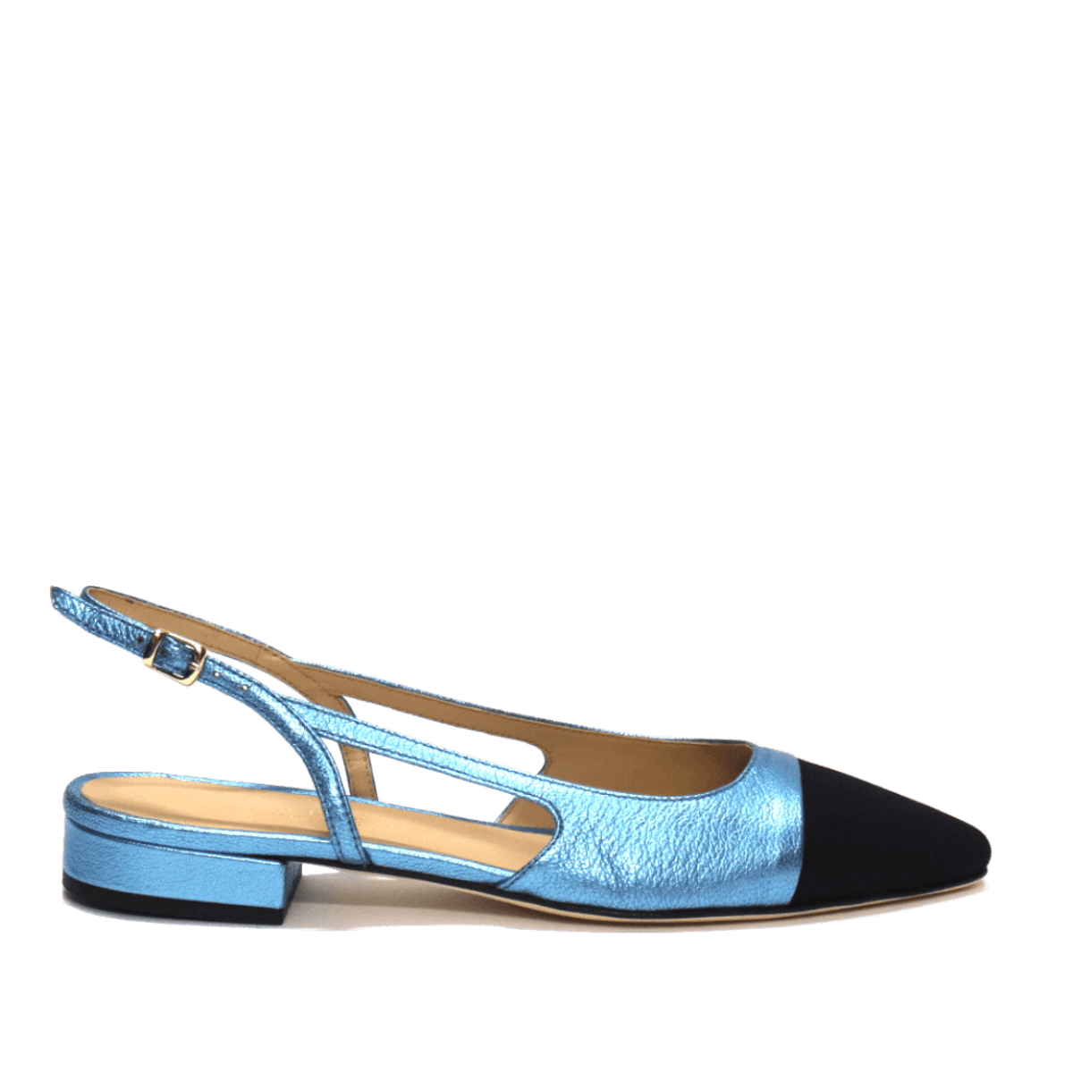 Slingback La Sellerie Capretto Laminato Turchese - Franca - Calzature Savorè