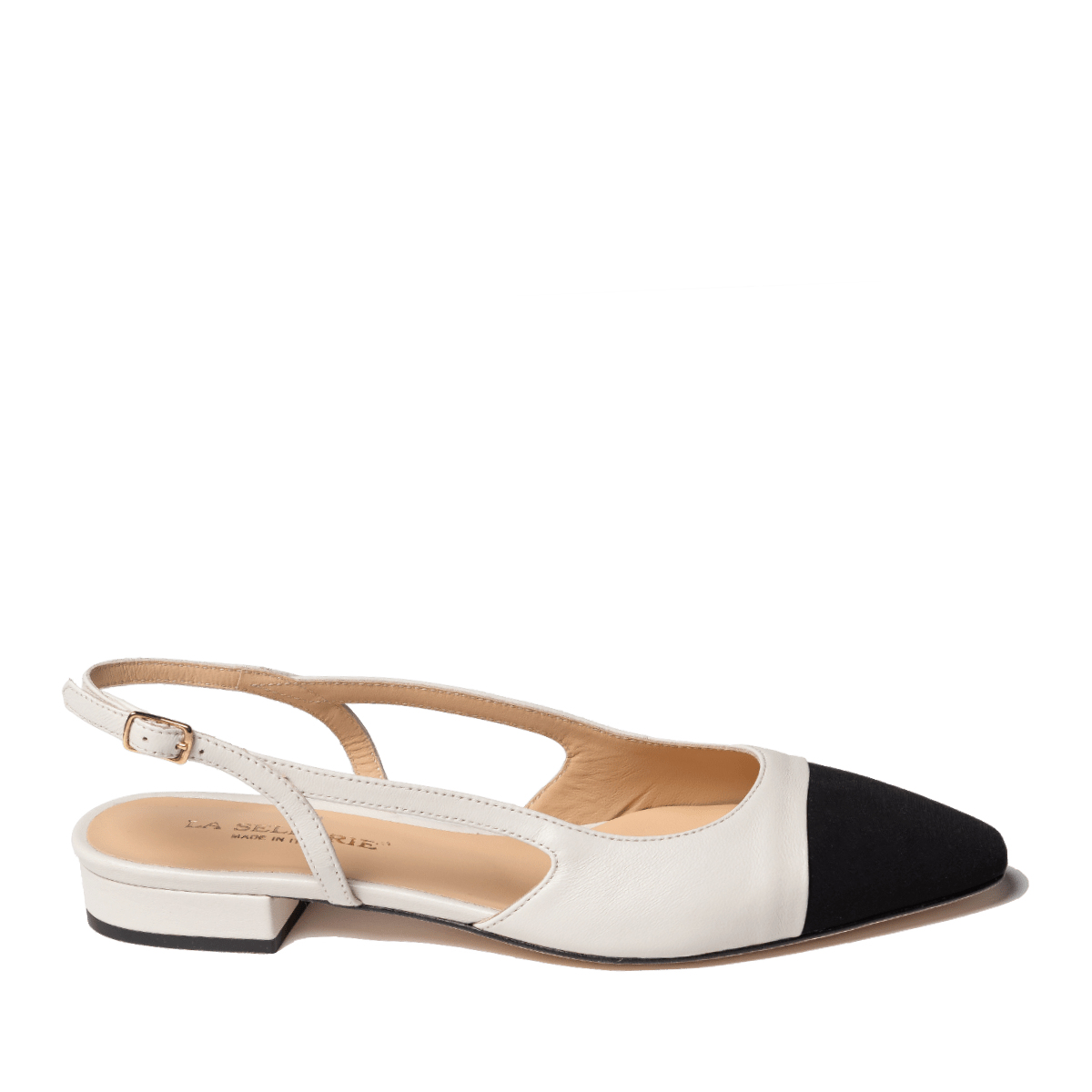 Slingback La Sellerie Nappa Soft Bianco Latte Tacco Basso - La Sellerie - Calzature Savorè
