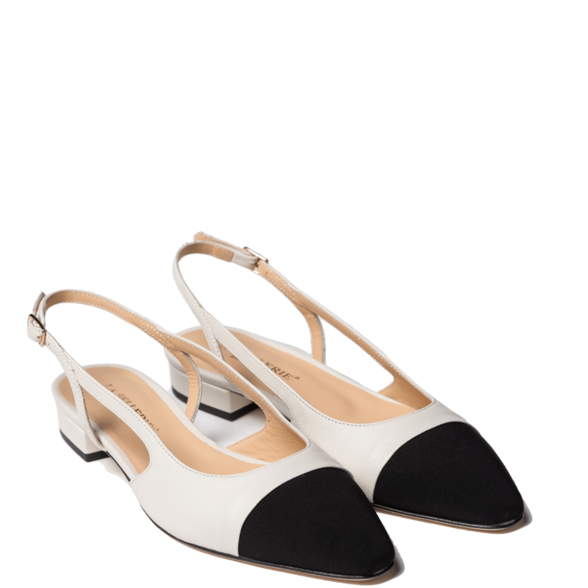 Slingback La Sellerie Nappa Soft Bianco Latte Tacco Basso - La Sellerie - Calzature Savorè
