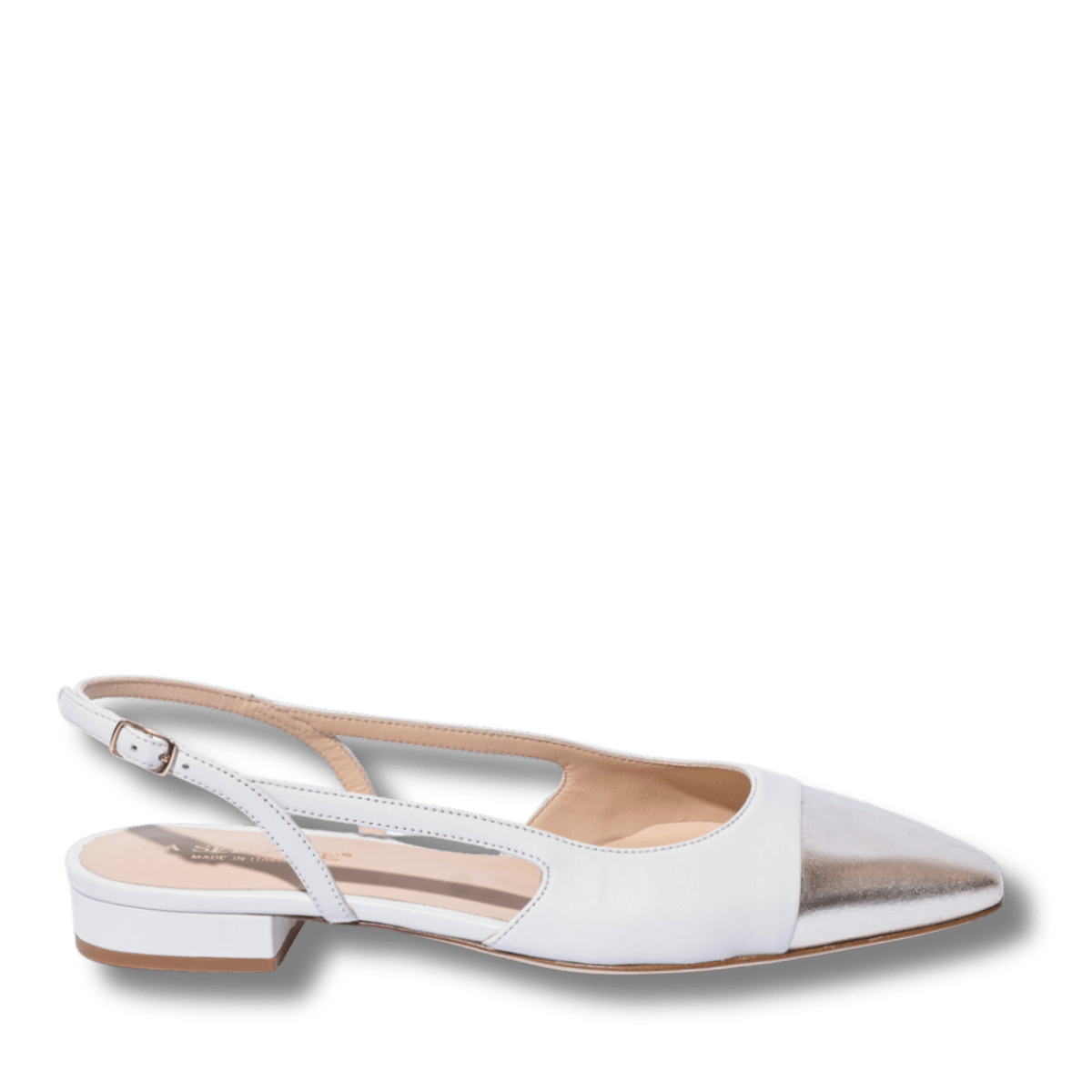 Slingback La Sellerie Nappa Soft Bianco / Oro Tacco Basso - La Sellerie - Calzature Savorè