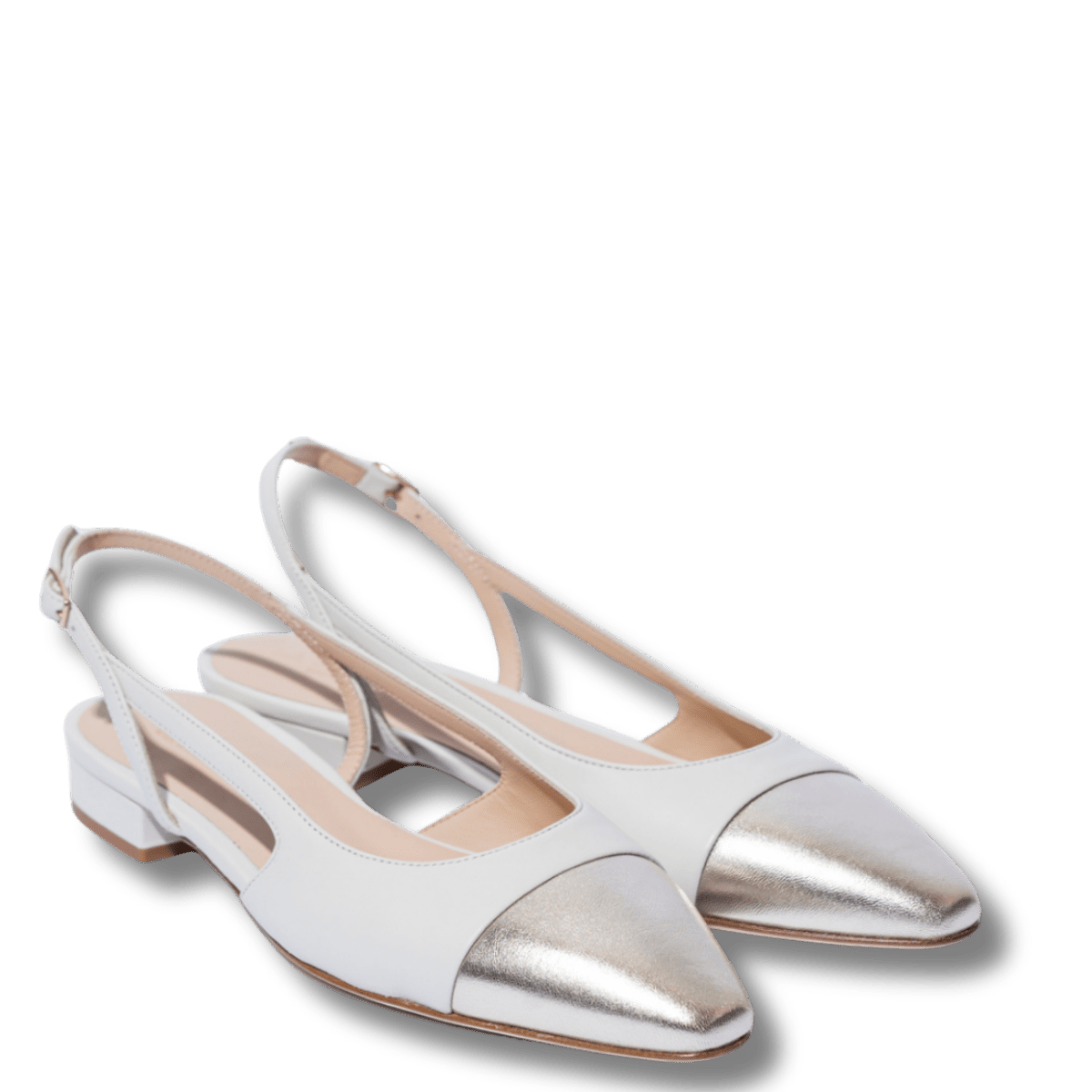 Slingback La Sellerie Nappa Soft Bianco / Oro Tacco Basso - La Sellerie - Calzature Savorè