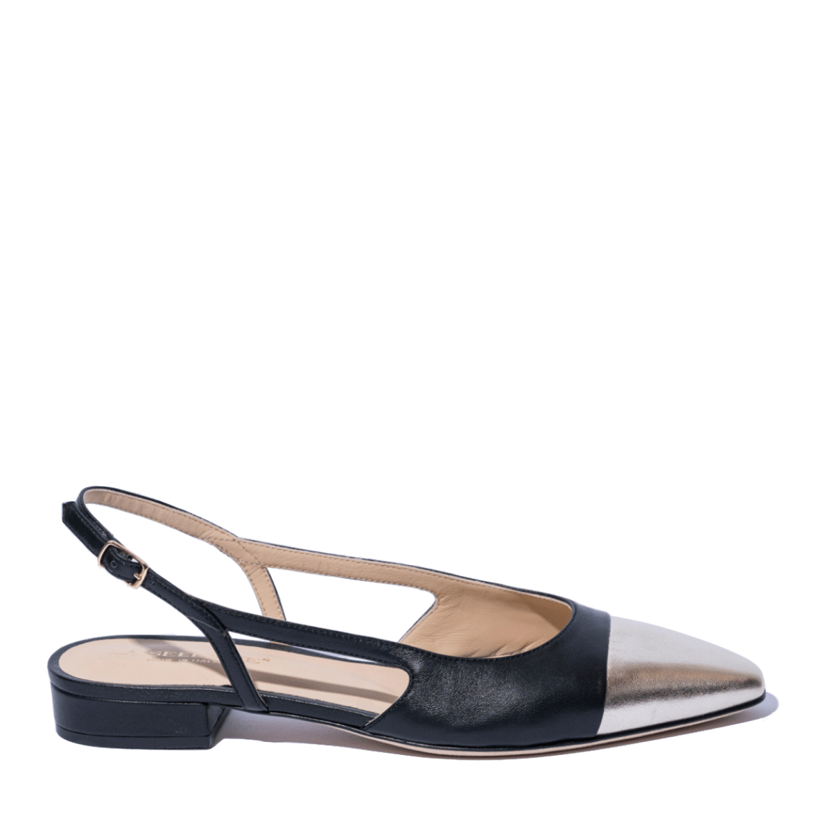 Slingback La Sellerie Nappa Soft Nero / Oro Tacco Basso - La Sellerie - Calzature Savorè