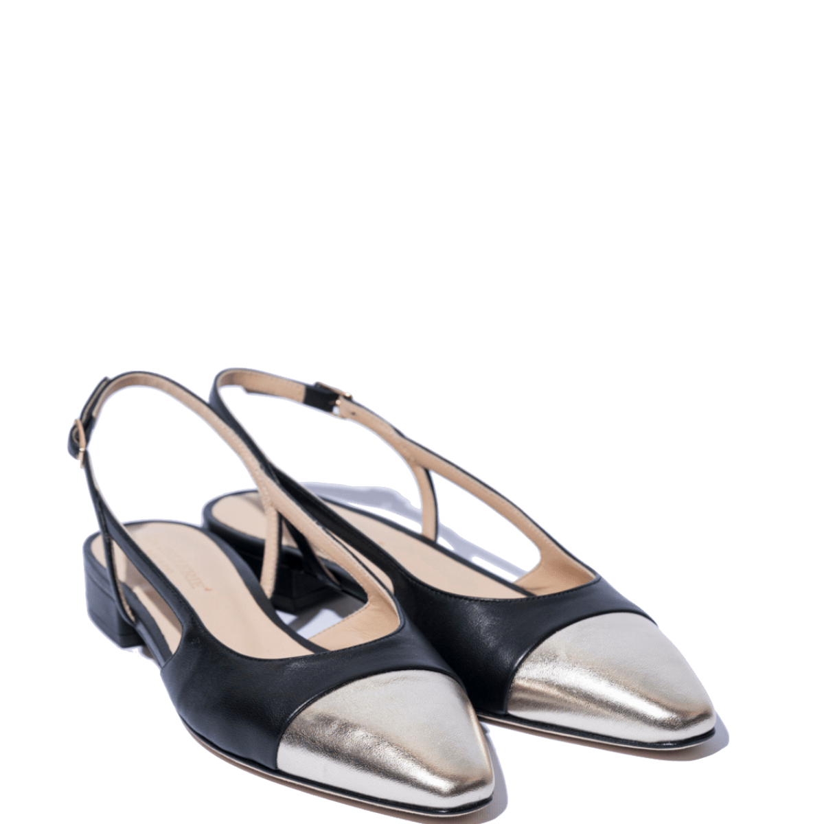 Slingback La Sellerie Nappa Soft Nero / Oro Tacco Basso - La Sellerie - Calzature Savorè