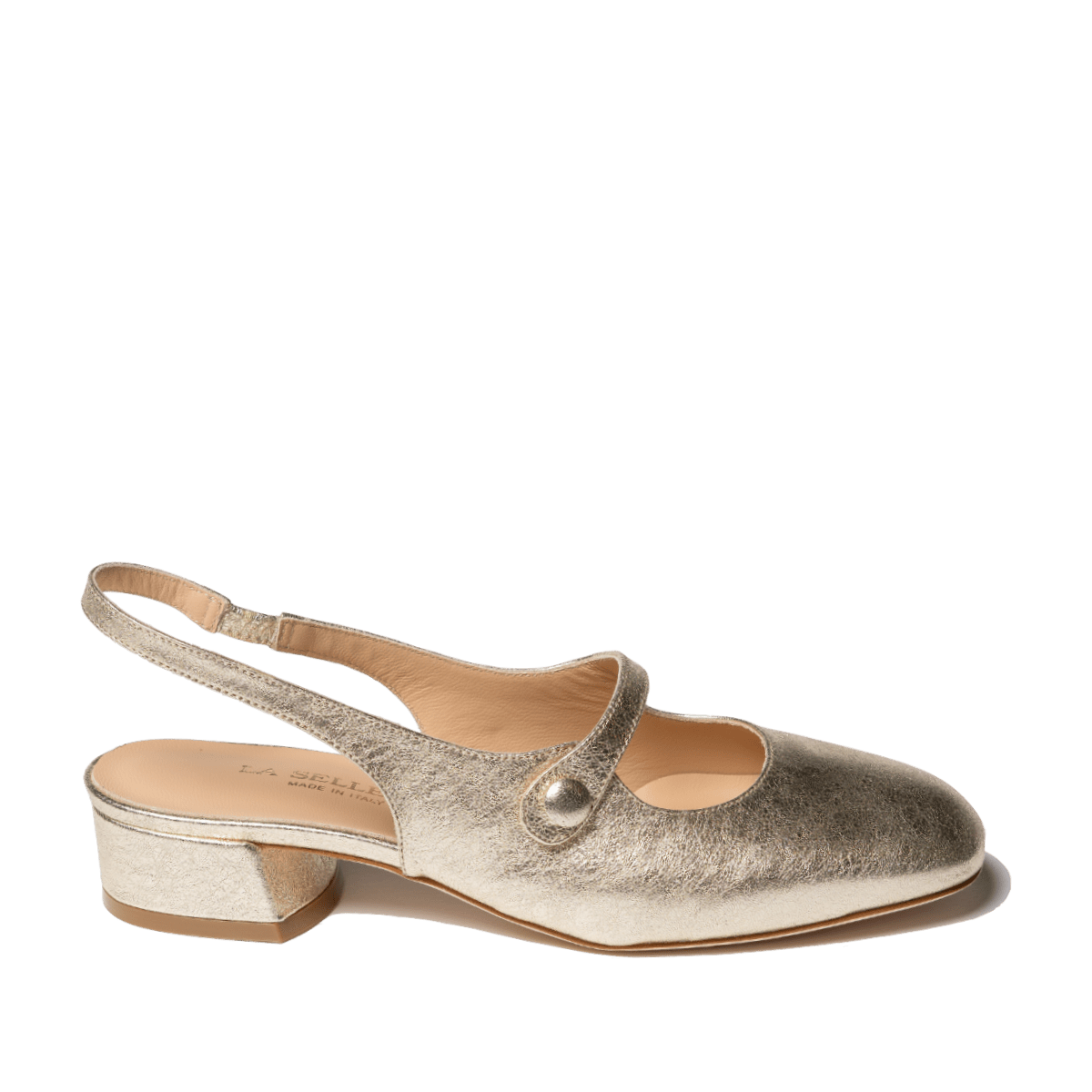 Slingback Mary Jane La Sellerie Nappa Crachelé Platino - La Sellerie - Calzature Savorè