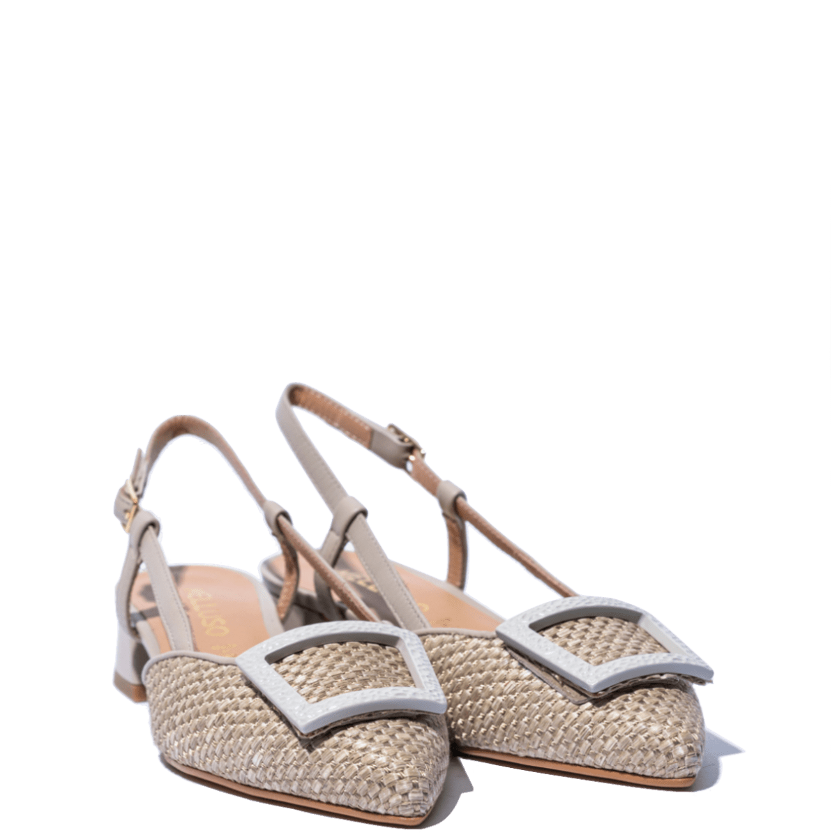 Slingback Melluso Arianna Pelle e Rafia Sabbia - Melluso - Calzature Savorè