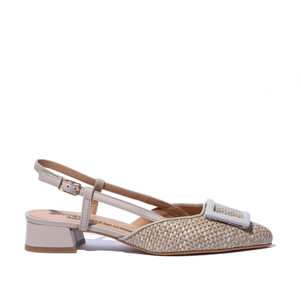 Slingback Melluso Arianna Pelle e Rafia Sabbia - Melluso - Calzature Savorè
