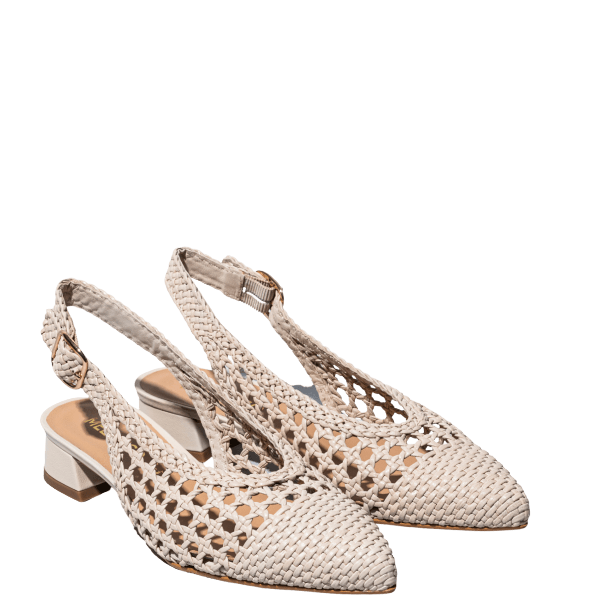 Slingback Melluso Arianna Pelle Traforato e Intreccio Bone - Melluso - Calzature Savorè