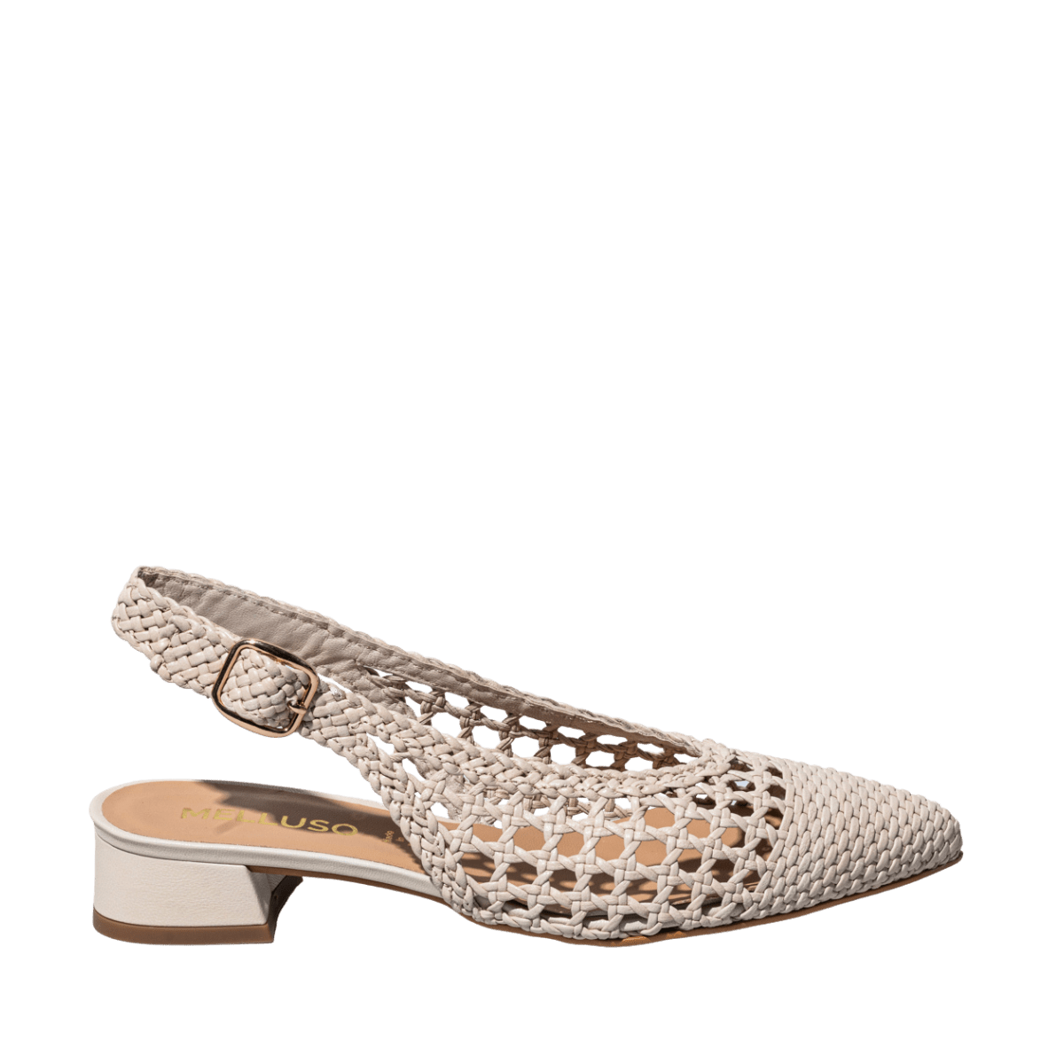Slingback Melluso Arianna Pelle Traforato e Intreccio Bone - Melluso - Calzature Savorè
