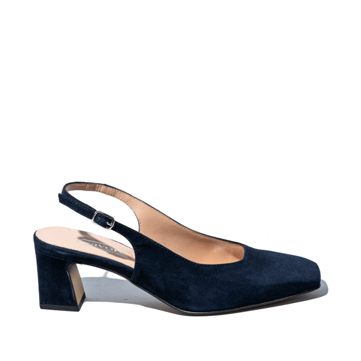 Slingback Savorè Punta Quadra Camoscio Blu - Savorè - Calzature Savorè