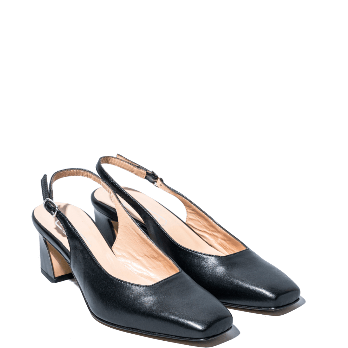 Slingback Savorè Punta Quadra Pelle Nero - Savorè - Calzature Savorè