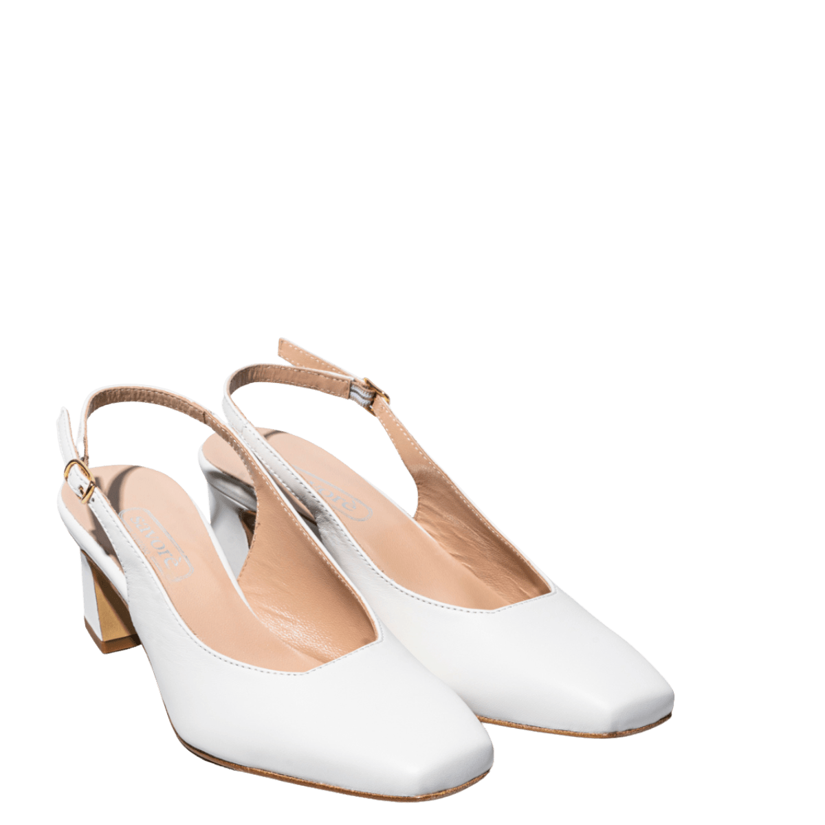 Slingback Savorè Punta Quadra Pelle Yogurt - Savorè - Calzature Savorè