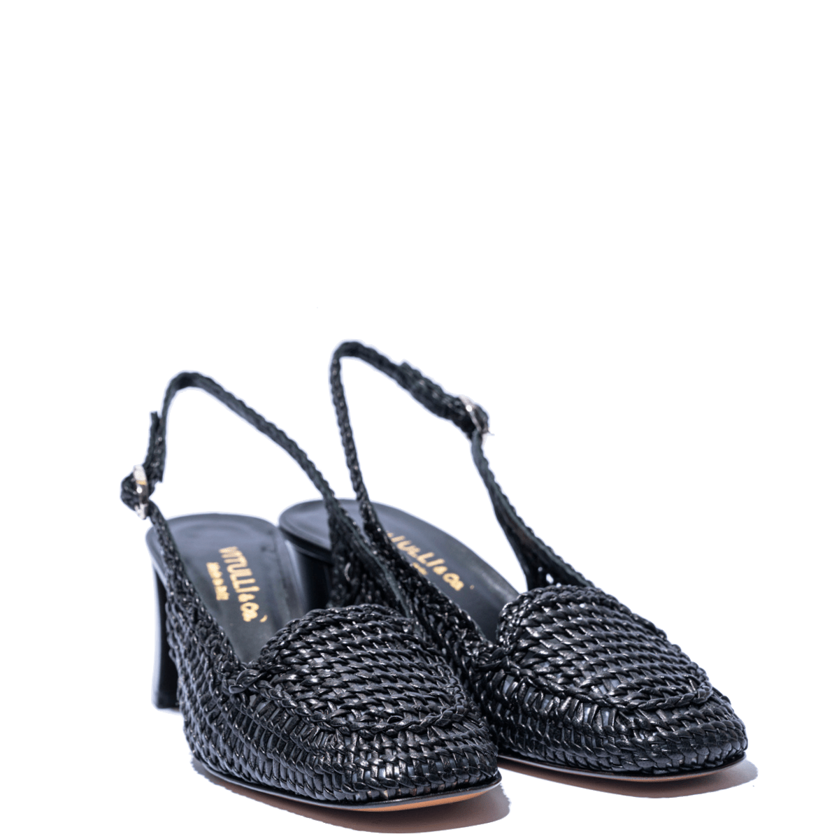 Slingback Vitulli & Co. Pelle Intreccio Nero - Vitulli & Co. - Calzature Savorè