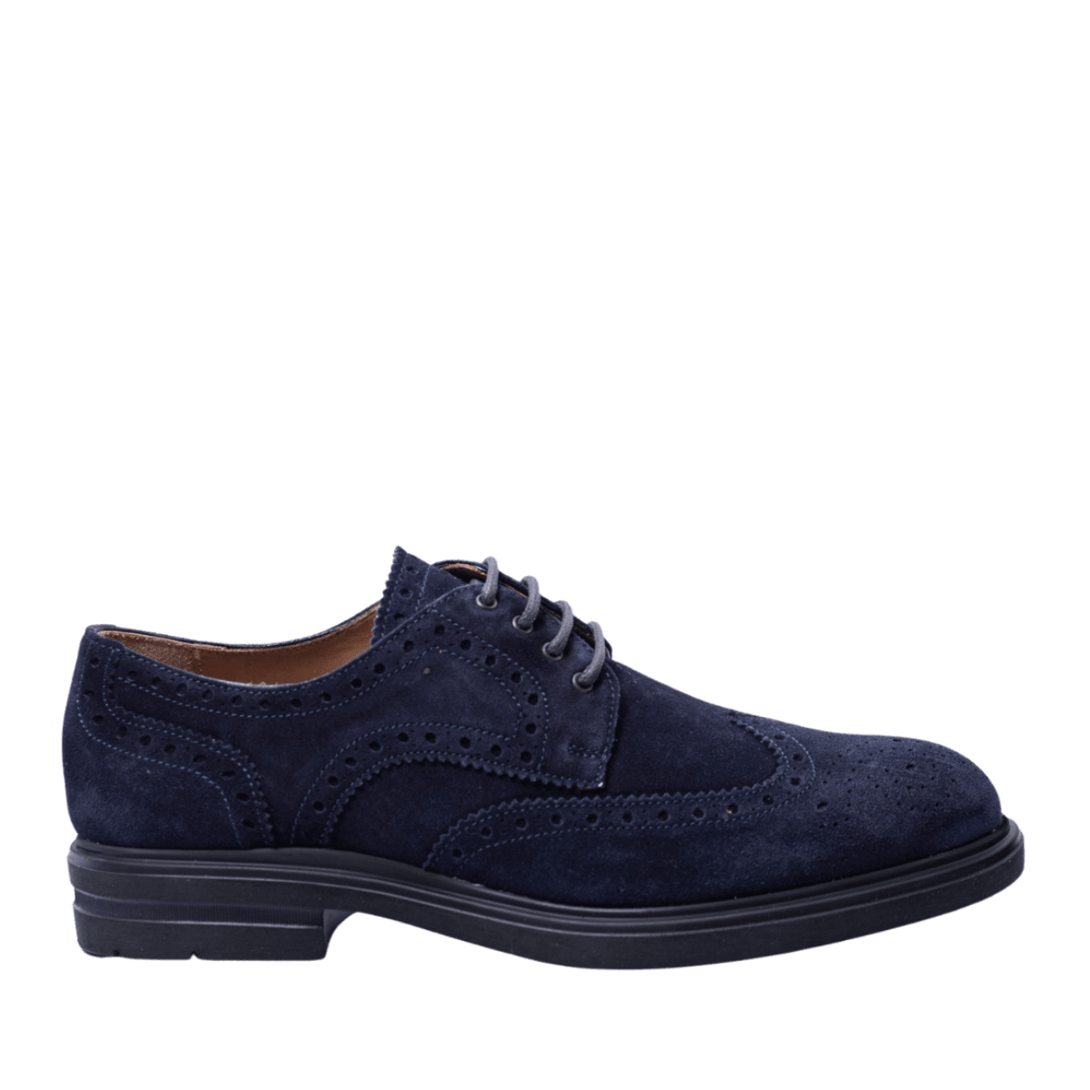 Allacciata Brecos Coda Di Rondine Camoscio Blu Fondo Gomma - Brecos - Calzature Savorè