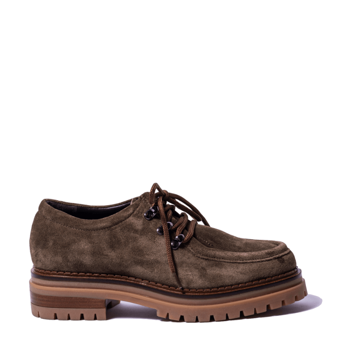 Allacciata Luca Grossi Moc Sensory Camoscio Olive ULTIMO NUMERO: 39 - Luca Grossi - Calzature Savorè