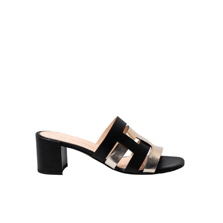 Ciabattina Franca Bohemia Platino Vitello Nero - Franca - Calzature Savorè