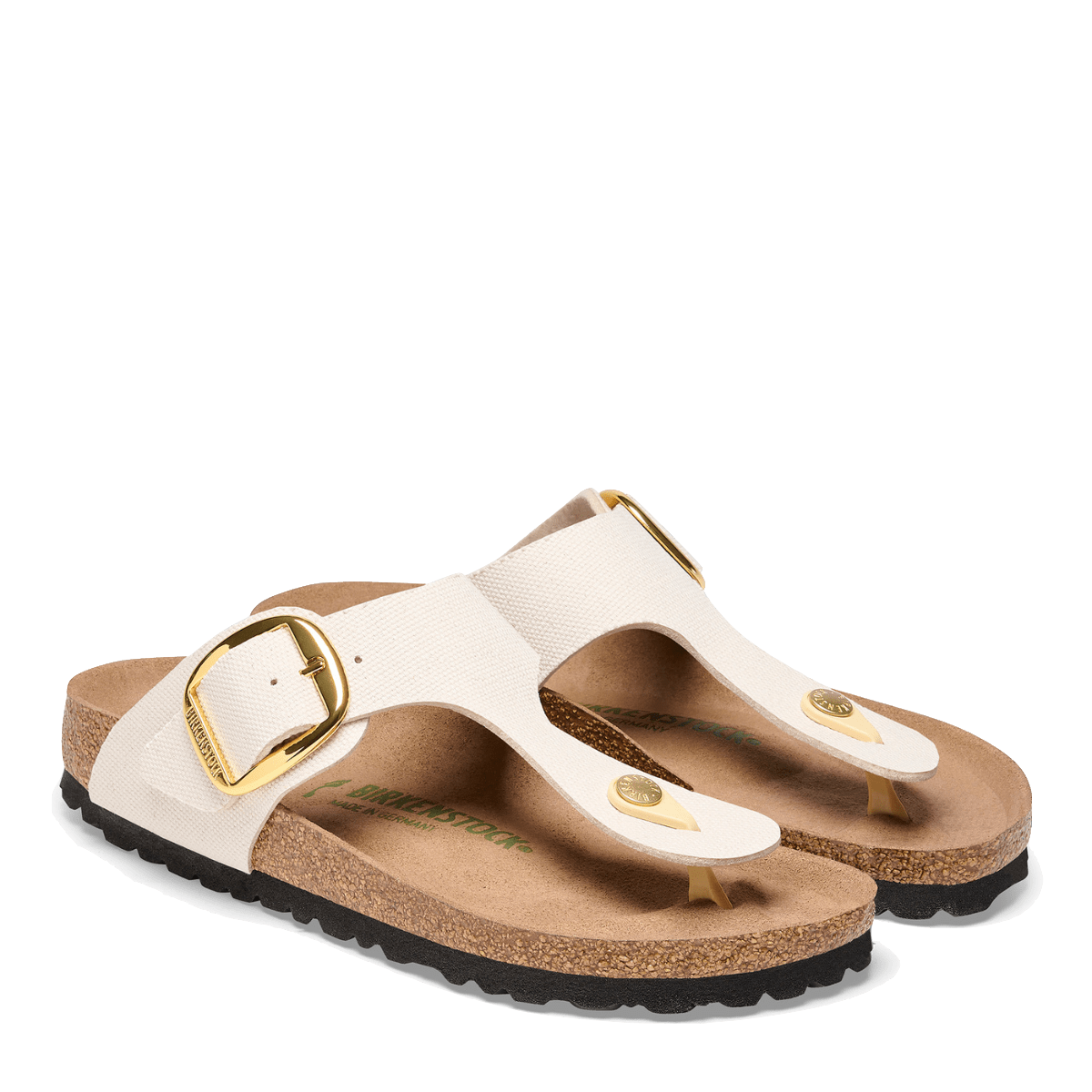 Ciabattina Infradito Birkenstock Gizeh Big Buckle Vegan Canvas Eggshell - Birkenstock - Calzature Savorè