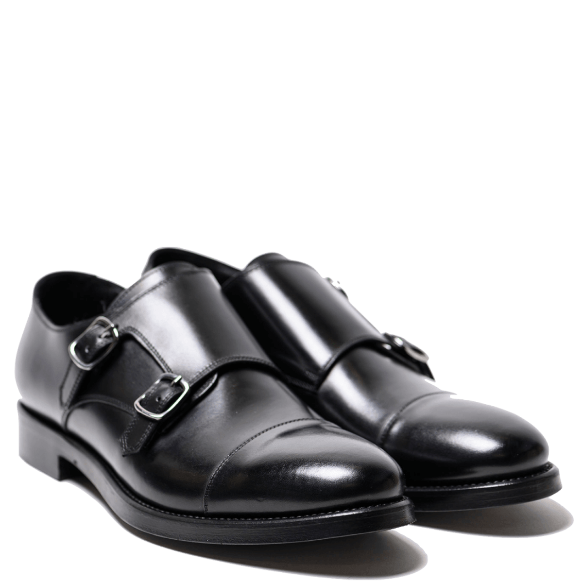Classica Doppia Fibbia Jerold Wilton Vitello Nero Triplo Cuoio - Jerold Wilton - Calzature Savorè