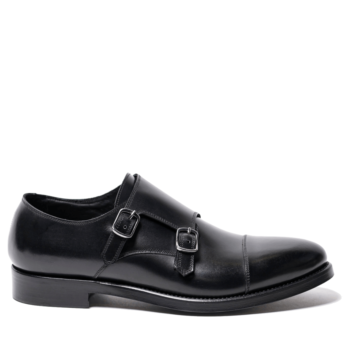 Classica Doppia Fibbia Jerold Wilton Vitello Nero Triplo Cuoio - Jerold Wilton - Calzature Savorè