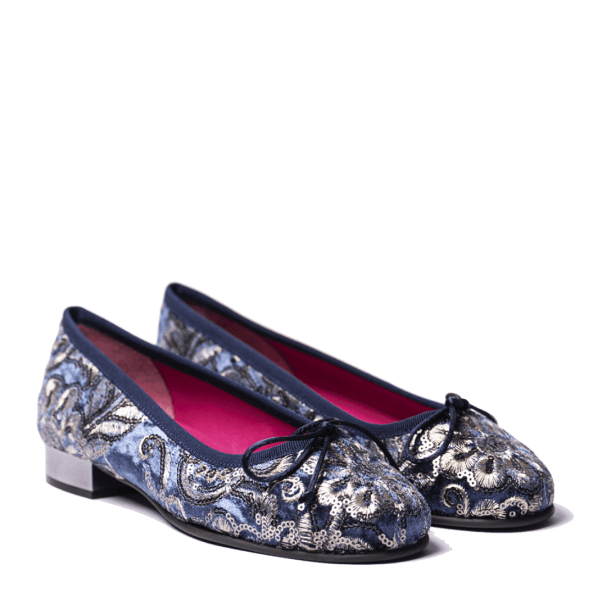 Décolleté Le Babe Flower Navy Ricamo Oro - Le Babe - Calzature Savorè