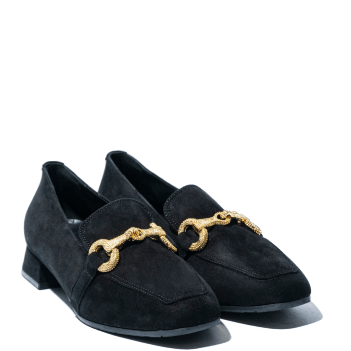 Mocassino Le Gazzelle Morsetto Dorato Camoscio Nero - Le Gazzelle - Calzature Savorè