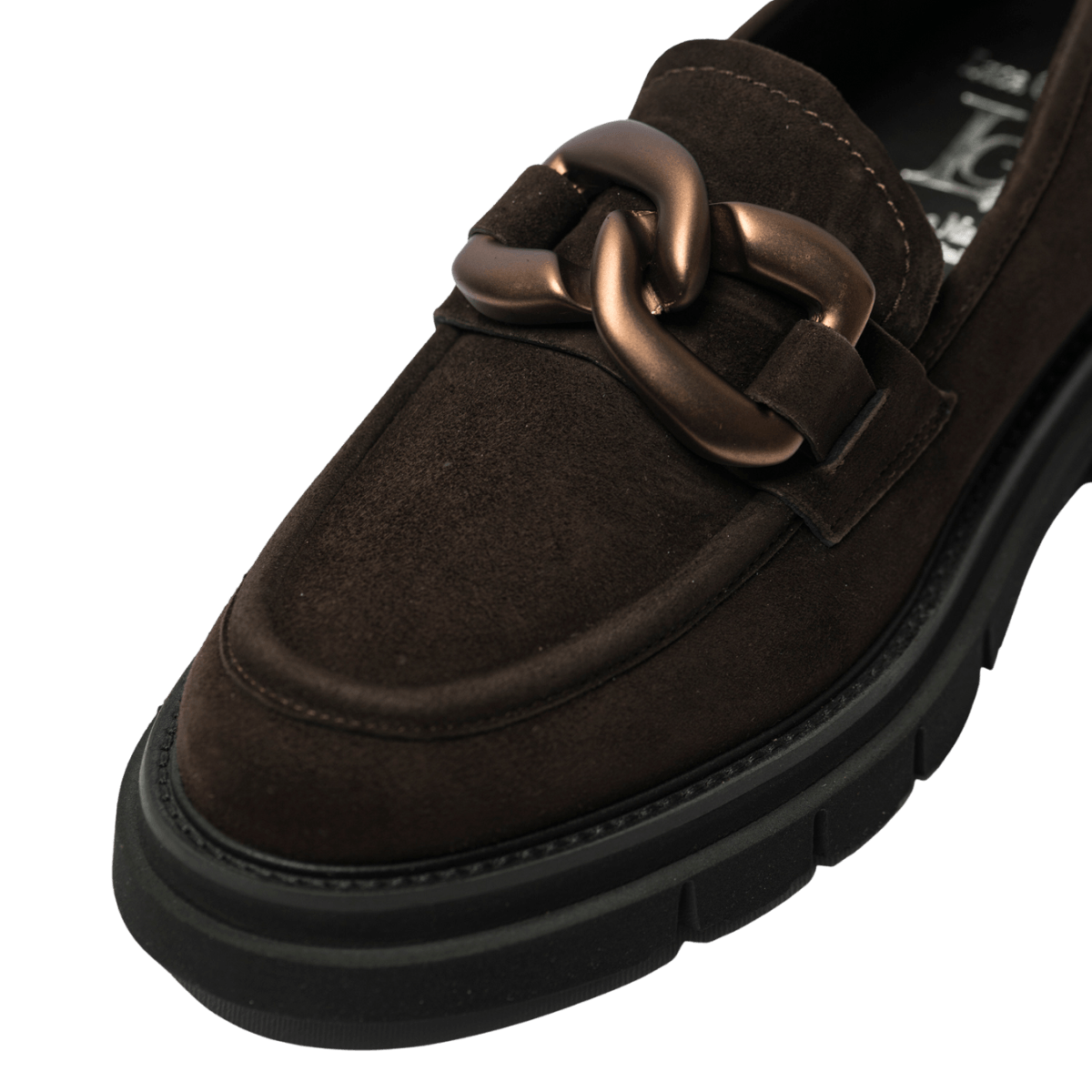 Mocassino Luca Grossi Catena Bronzo Camoscio Testa Di Moro - Luca Grossi - Calzature Savorè