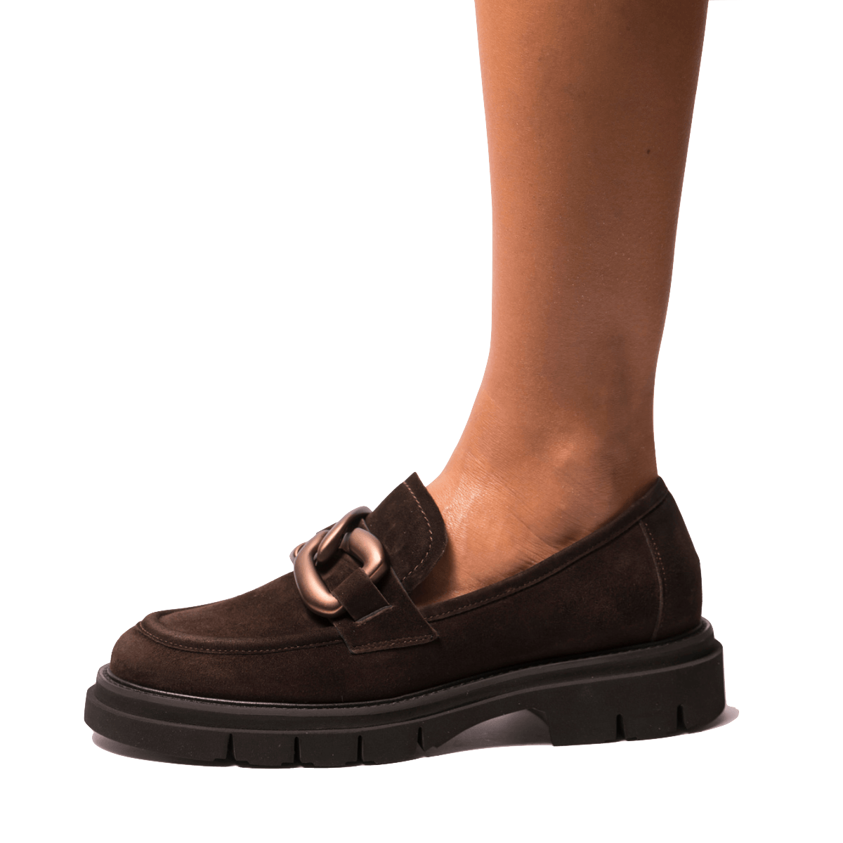 Mocassino Luca Grossi Catena Bronzo Camoscio Testa Di Moro - Luca Grossi - Calzature Savorè